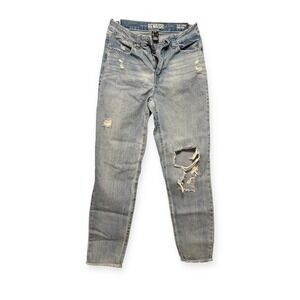 Rewash Distressed Jeans Real Curve High Rise Frayed‎ Hem Light Wash Size 26